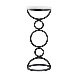 Heald 8 in. Black Round Marble Accent Table