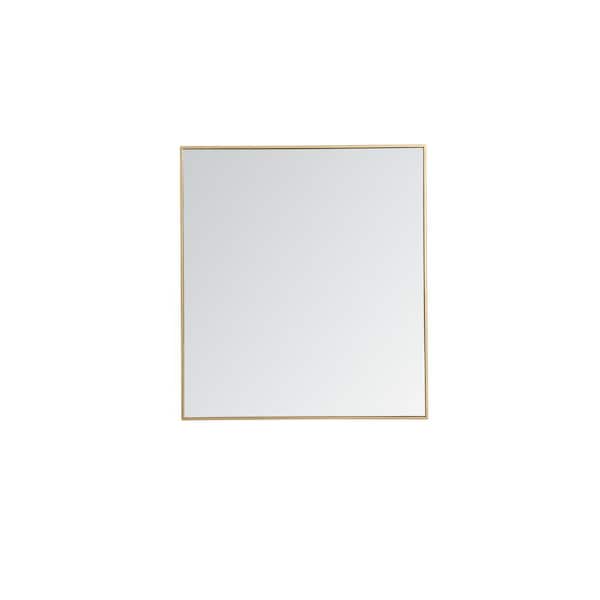 Unbranded Timeless Home 36 in. W x 40 in. H x Contemporary Metal Framed Rectangle Brass Mirror
