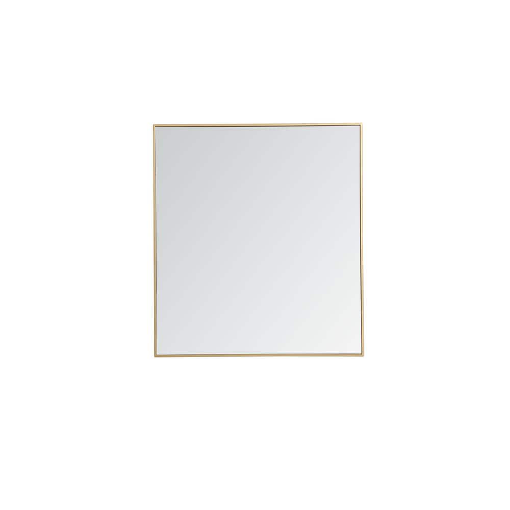 Medium Rectangle Brass Modern Mirror (40 in. H x 36 in. W)