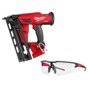 M18 FUEL 18-Volt Lithium-Ion Brushless Cordless Gen II 16GA Finish Nailer Tool-Only w/Clear Anti Scratch Safety Glasses