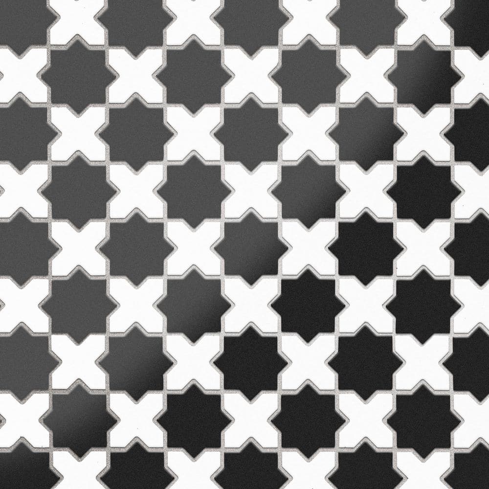 Metro 2 in. Star Matte Black with White Cross 12 in. x 12 in. Porcelain Floor and Wall Mosaic Tile (10.0 sq. ft. /Case) price history on PriceWatchPro