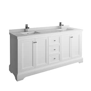 Windsor 72 in. W Traditional Double Bath Vanity in Matte White with Quartz Stone Vanity Top in White with White Basins