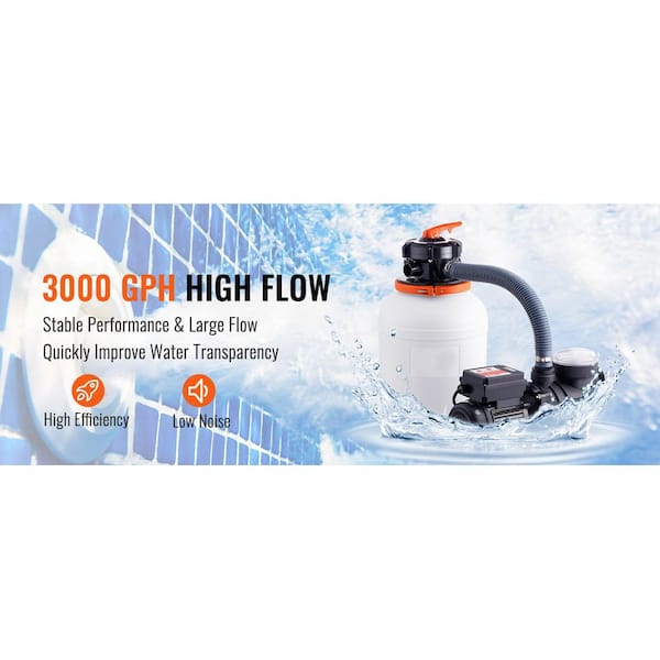Sand Filter Pump for Above Ground Pools 12in. 3000 GPH 1/2 HP 450sq.ft. Swimming Pool Pumps System and Filters Combo Set