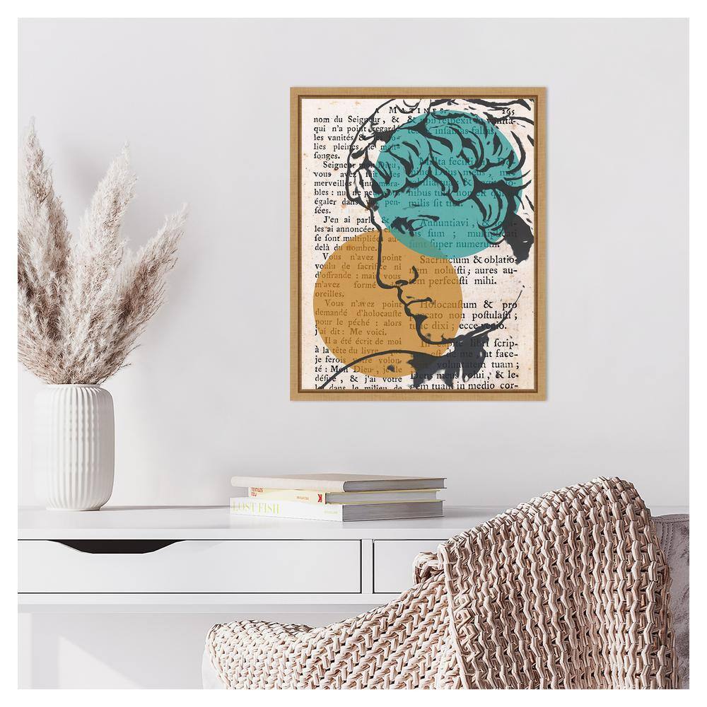 16"x20" Teal and Orange Geometric Framed Canvas Wall Art