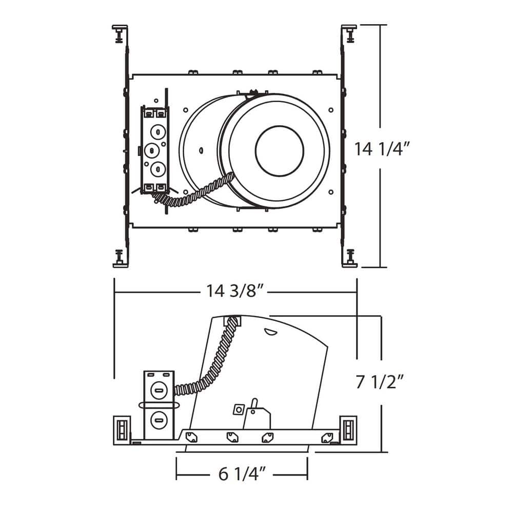 6'' Grey IC Rated Recessed Lighting Housing for Sloped Ceilings