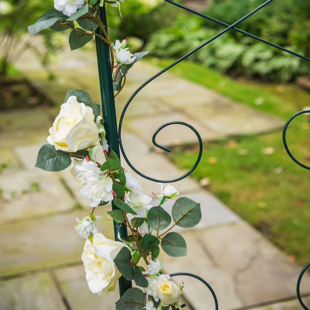 Hunter Green Metal Scroll Design Garden Trellis Arbor