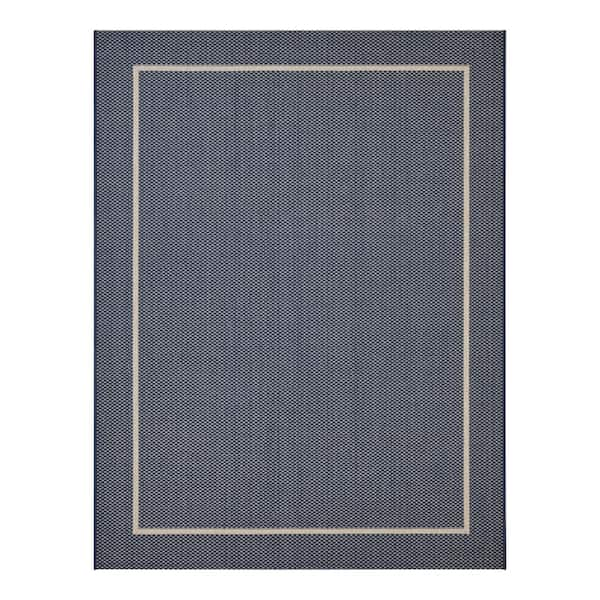 Hampton Bay Amberview Blue 2 ft. x 7 ft. Medallion Indoor/Outdoor Area Rug