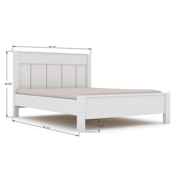 Luxor Oswego White Queen Size Modern, Contemporary Queen Bed Frame With Headboard