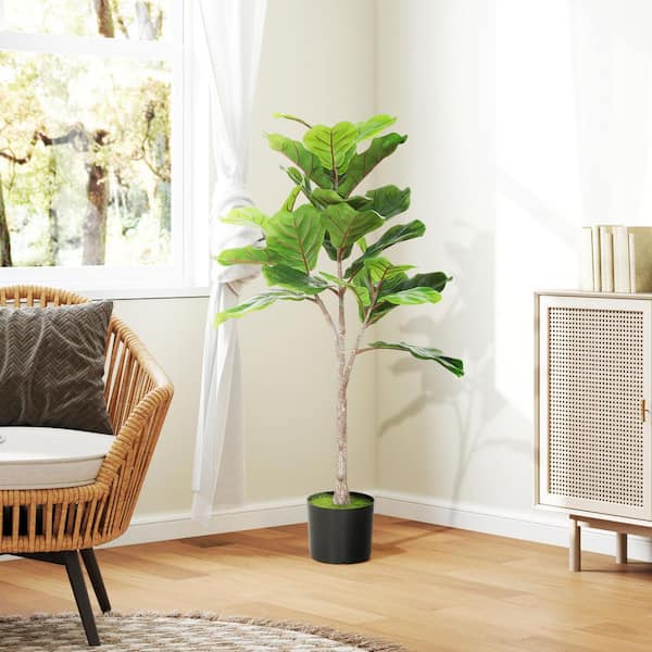 Racxily 43 in. Artificial Fiddle Leaf Fig Tree with Flocked Soil