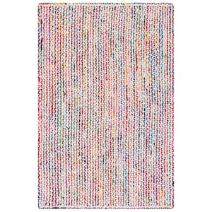 Braided Ivory Multi 4 ft. x 6 ft. Border Striped Area Rug