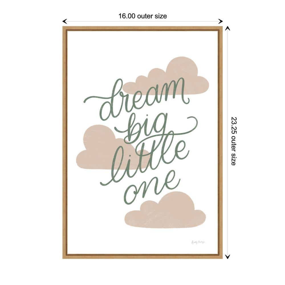 Dream Big Little One Beige and Green Canvas Nursery Print