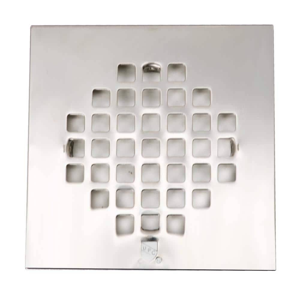 Jones Stephens | Plumbest Brushed Nickel Square Shower Drain Cover, 4 1/4 inch - Floor & Decor