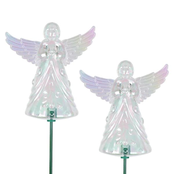 Exhart 2.48 ft. Clear Plastic Angel WindyWing Garden Stakes (2-Pack)