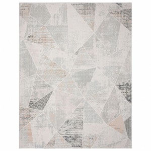 Gray Blue Taupe and Cream 2 ft. x 3 ft. Geometric Area Rug
