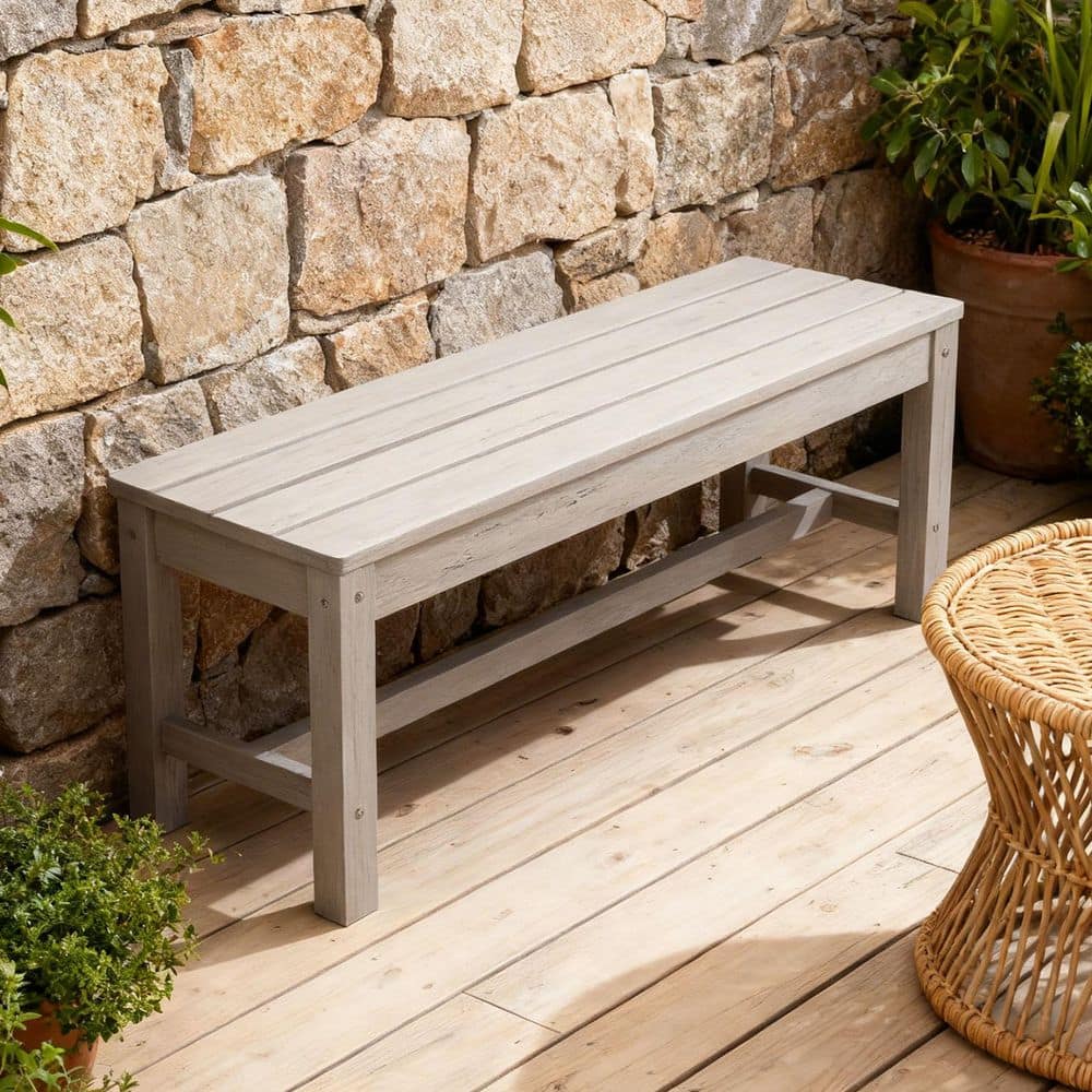 4 ft. Outdoor Patio All-Weather Fade Resistant Plastic Backless Garden Bench Ottoman in Gray price history on PriceWatchPro