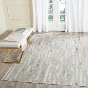 Studio Leather Ivory Gray 5 ft. x 8 ft. Abstract Geometric Area Rug