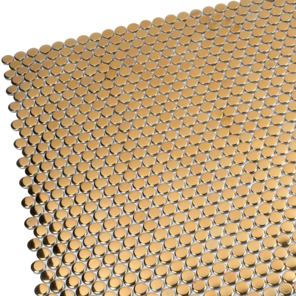 Cirkel Gold Glossy Porcelain Penny Tile Mosaic Sheet