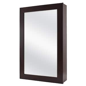15-1/4 in. W x 26 in. H Framed Surface-Mount Bathroom Medicine Cabinet in Java with Mirror