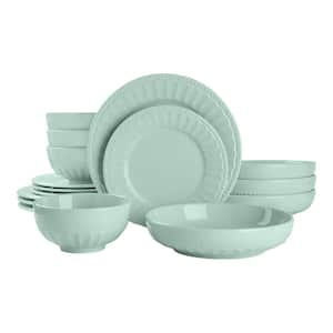 16-Piece Stoneware Beaded Edge Dinnerware Set in Seabreeze (Service for 4)