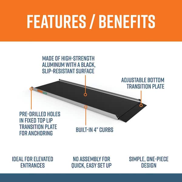 GATEWAY 3G 9 ft. Aluminum Solid Surface Black Wheelchair Ramp