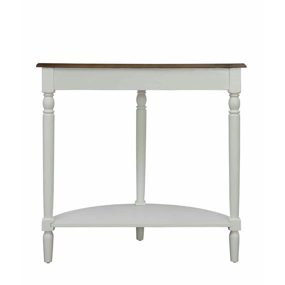 French Country Half-Round Driftwood & White Wood Entryway Table