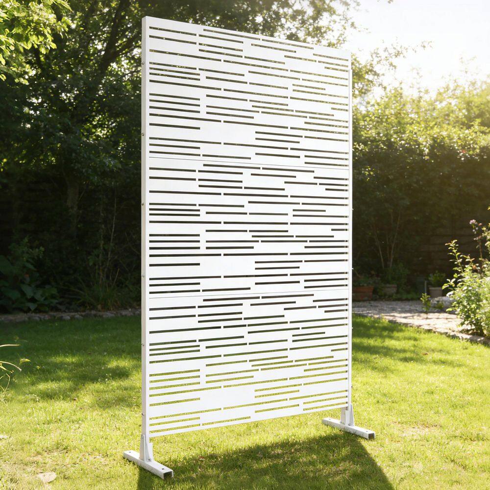 76 in. x 48 in. Freestanding Decorative Privacy Screen White Metal for Outside Lawn Garden price history on PriceWatchPro