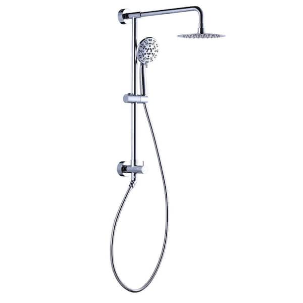 Wall Mount Rainfall Shower Head and 7-Spray Handheld Shower Combo with Height Adjustable Slide Bar in Polished Chrome