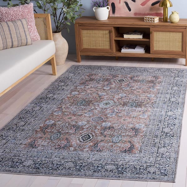 Arizona 4 ft. x 6 ft. Copper/Olive Traditional Persian Floral Washable Area Rug