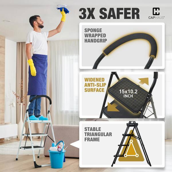 CAPHAUS Reach Height 3.2 ft. Folding Light-Weight 4-Step Ladder