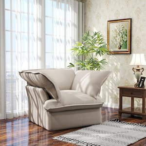 43 in. Flared Arm Overstuffed Linen Modular Deep Seat Single Sofa Cloud Couch in. Beige