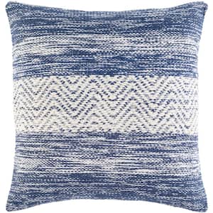 Kirilrad Denim Hand Woven Polyester Fill 22 in. x 22 in. Decorative Pillow