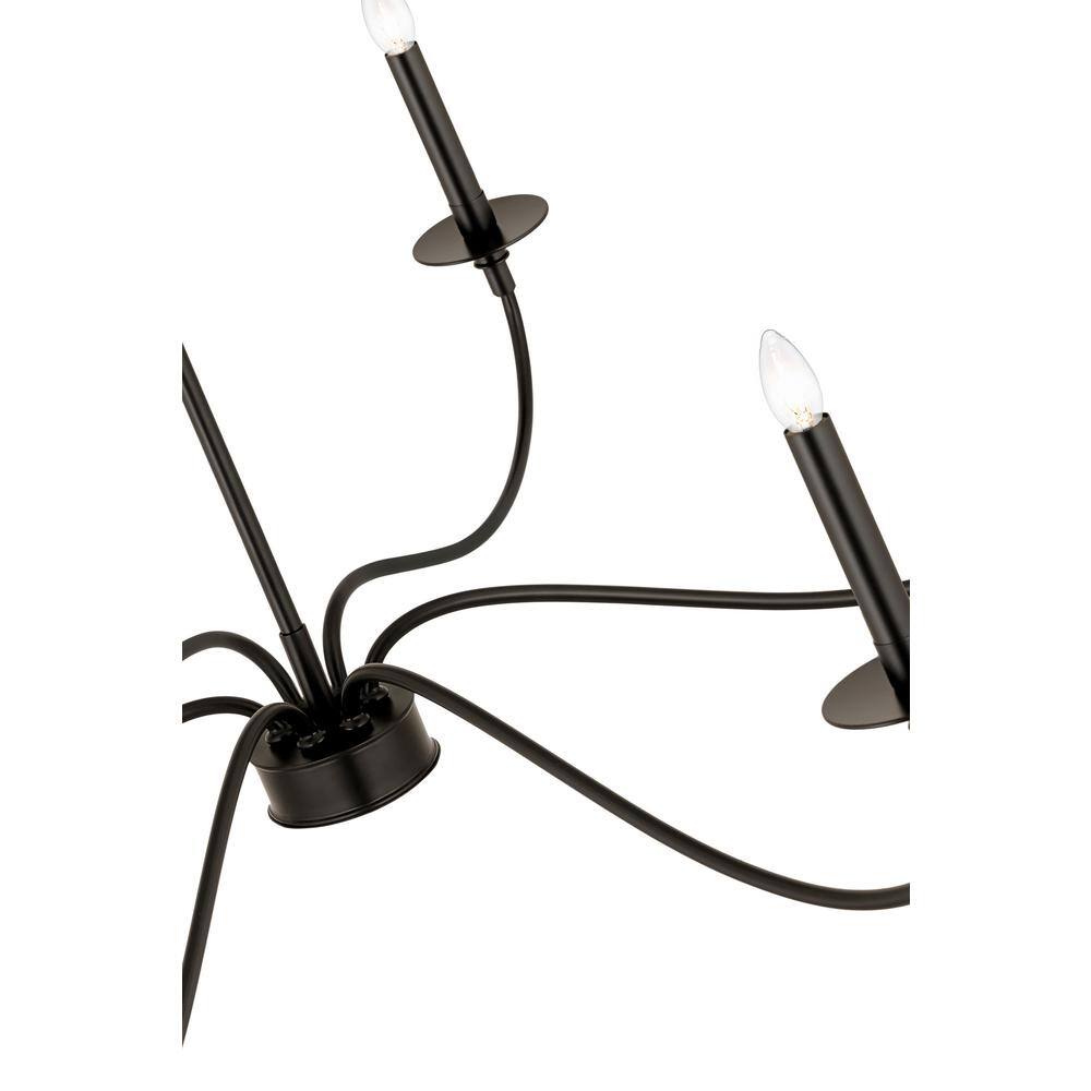 Matte Black Steel 6-Light Candelabra Chandelier
