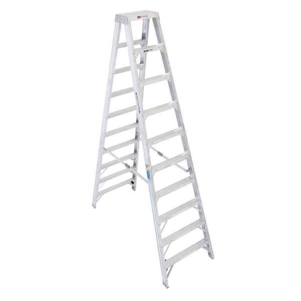 Werner 10 ft. Aluminum Twin Step Ladder with 375 lb. Load Capacity Type IAA Duty Rating