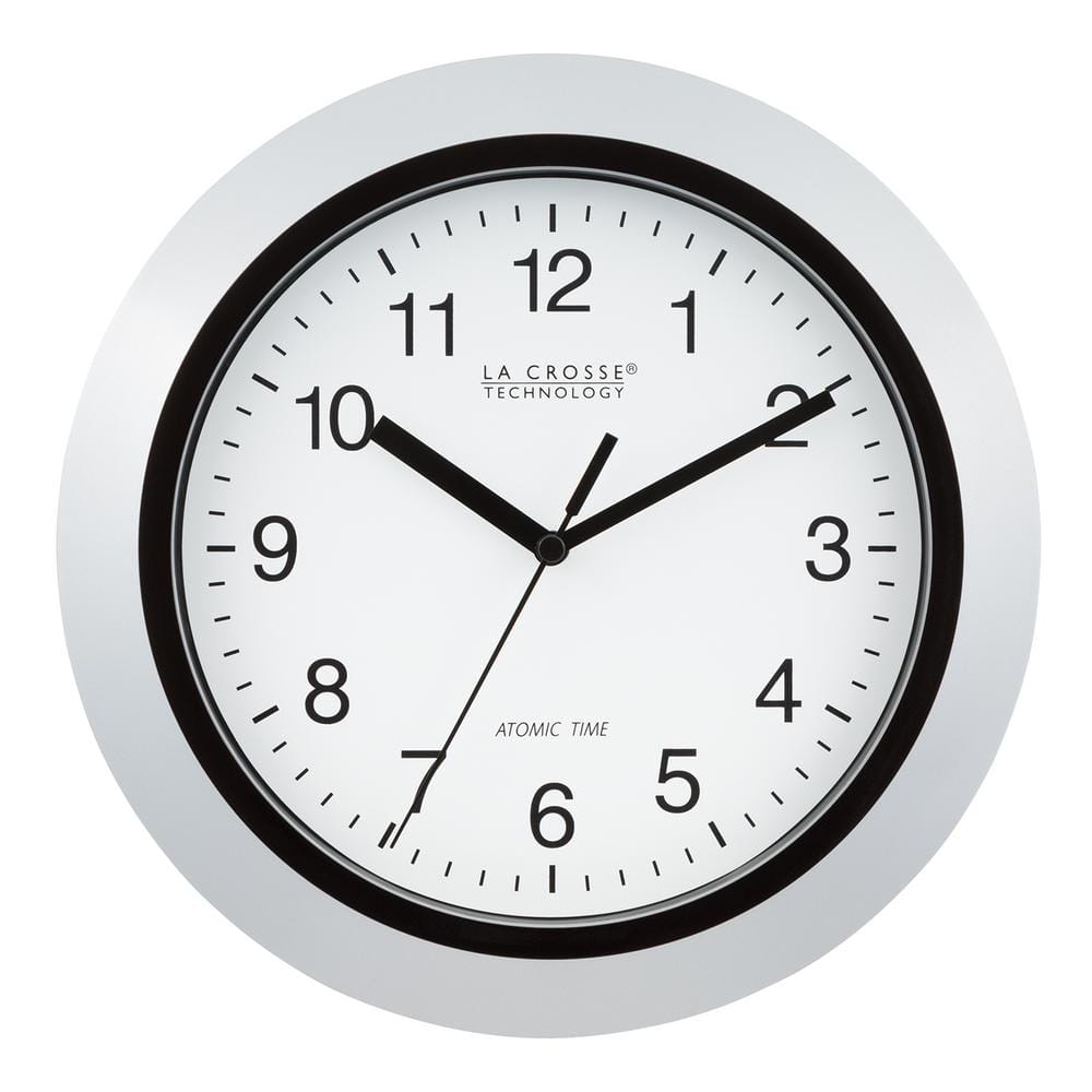 Silver 10'' Atomic Analog Wall Clock with Plastic Frame