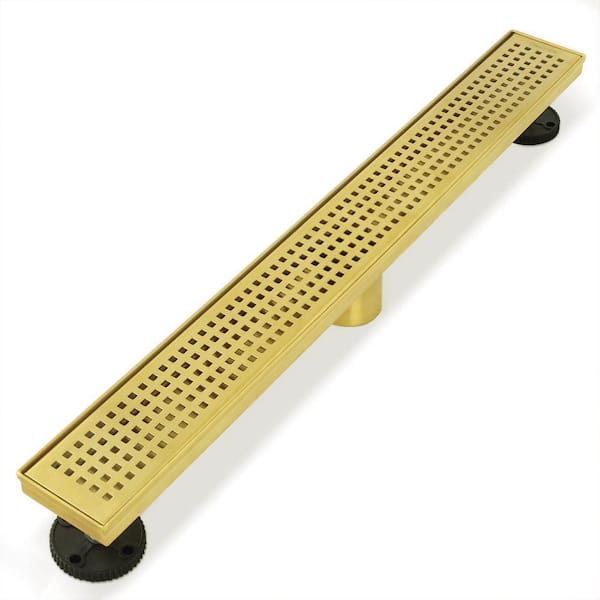 Neodrain 24 in. Stainless Steel Linear Shower Drain with Square Pattern Surface, Gold