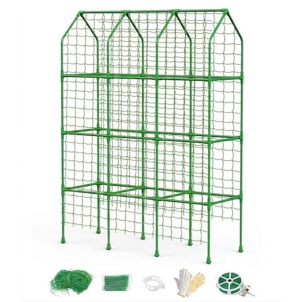 65 in. Metal Vertical Trellis Outdoor Kit for Climbing Plants, Heavy-Duty Plant Support with Netting, 1 Piece