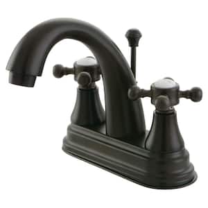 English Vintage 4 in. Centerset 2-Handle Bathroom Faucet with Brass Pop-Up in Oil Rubbed Bronze