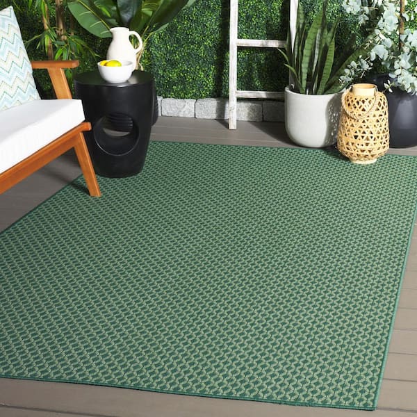 Terrace Dark Green/Light Green 8 ft. x 10 ft. Geometric Diamond Indoor/Outdoor Area Rug