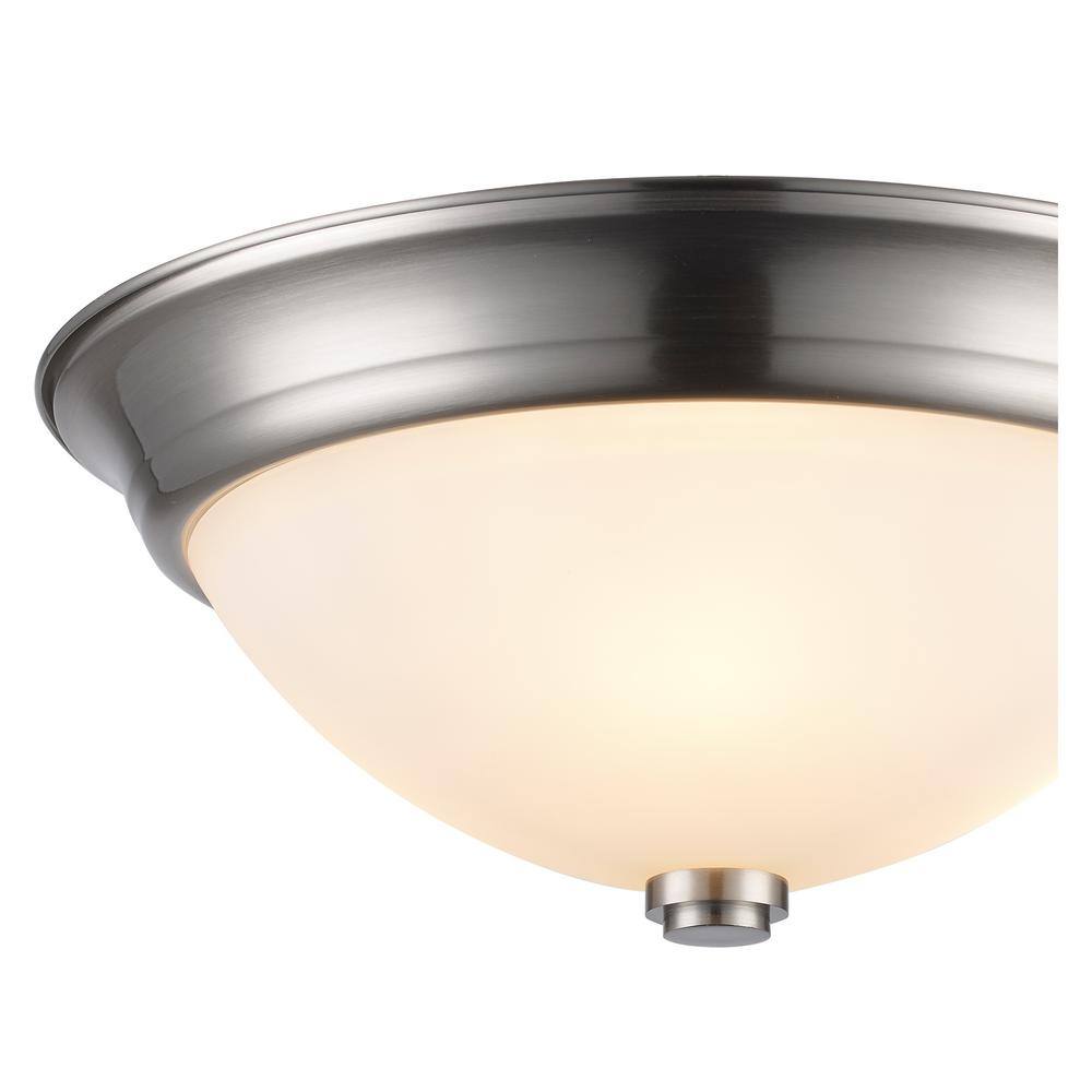 Mod Pod 15" Brushed Nickel Indoor/Outdoor Flushmount with White Frost Glass