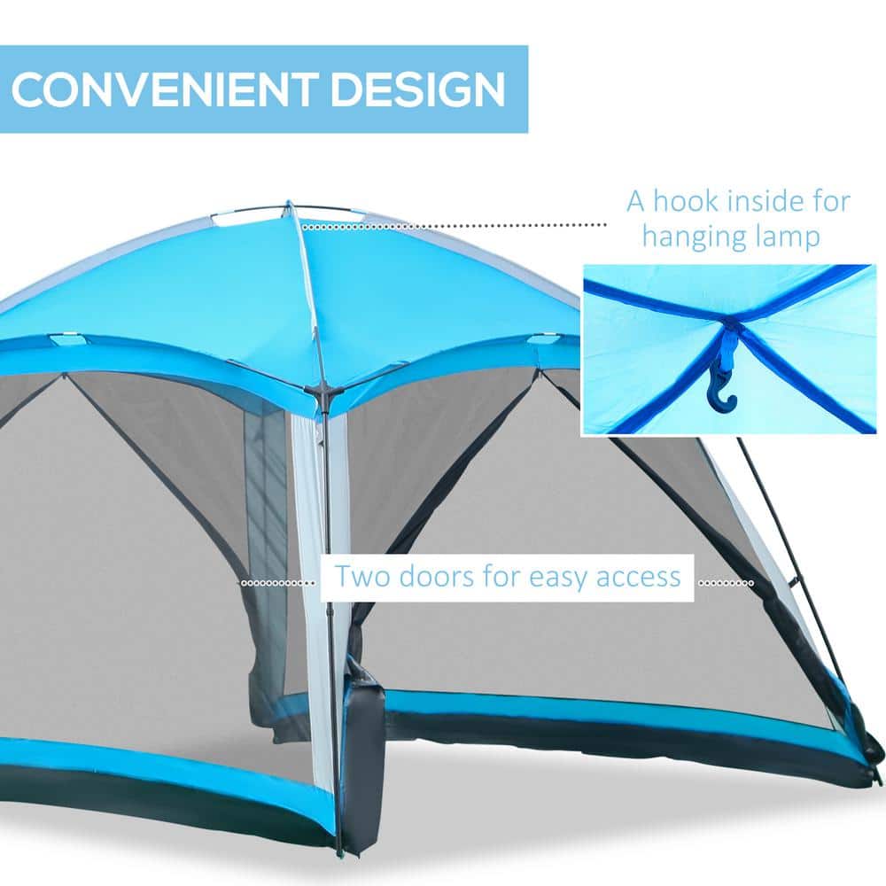 Sky Blue 12' x 12' Mesh Screen House Tent for 8 People