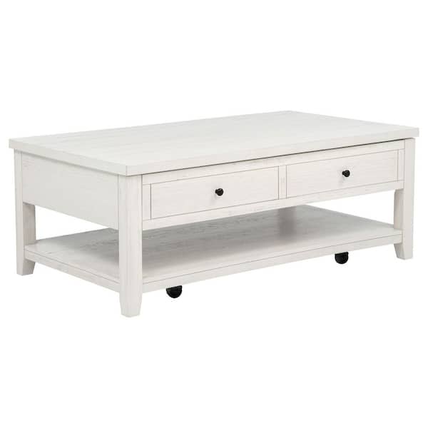 Payne 48 in. Mobile Lift Top Coffee Table Distressed White