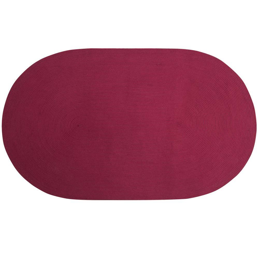 Burgundy Oval Braided Synthetic Reversible Rug 20" x 30"