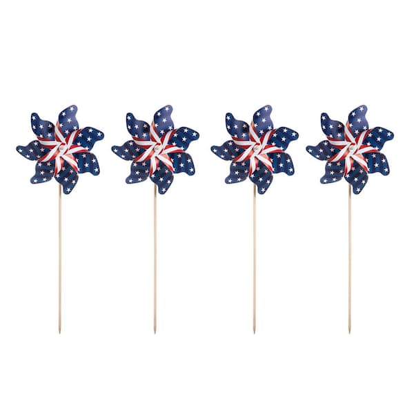 43.25 in. H Set of 4 Patriotic/Americana Plastic Windmills(KD)