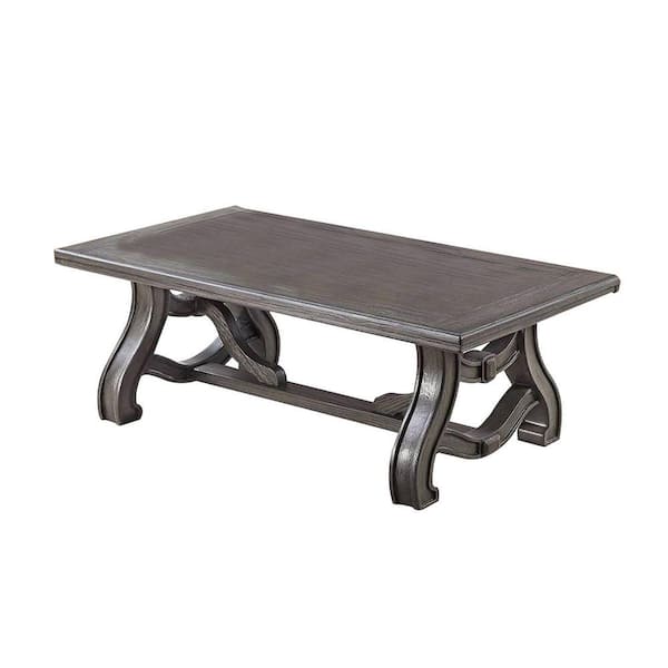 Benjara 48 In Gray Rectangle Wood Coffee Table With Flared Legs   Gray Benjara Coffee Tables Bm298999 64 600 