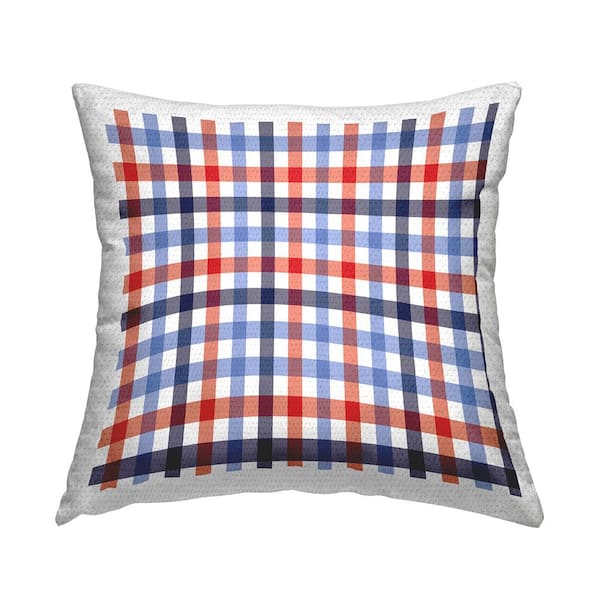 Stupell Industries Red Blue Tartan Plaid Pattern Multi-Color Square Outdoor Throw Pillow