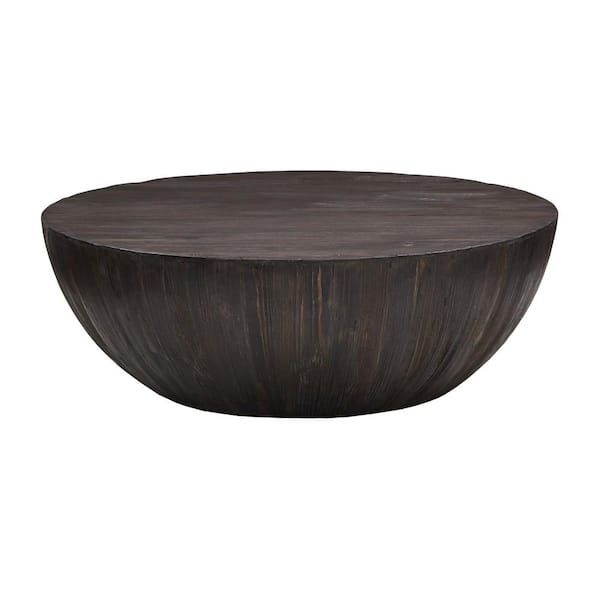 HomeSullivan Dark Brown Reclaimed Wood Drum Shaped Coffee Table