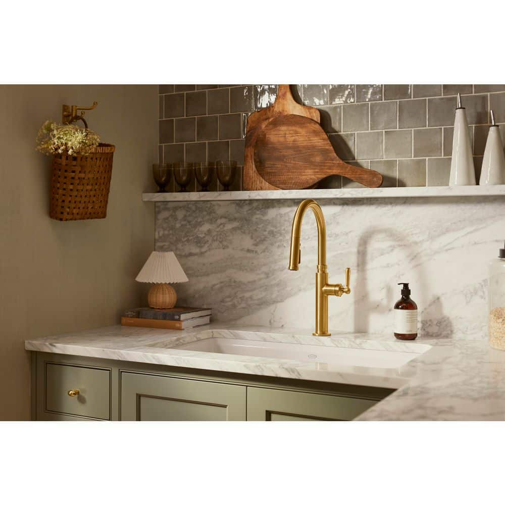 Polished Chrome Pull-Down Kitchen Faucet with Sprayhead