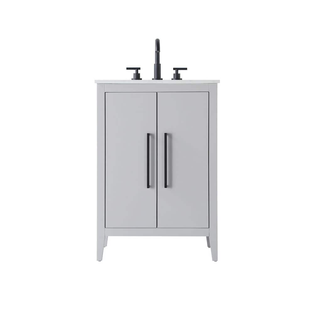 24 in. Single Sink Grey Bath Vanity with White Engineered Marble Top price history on PriceWatchPro