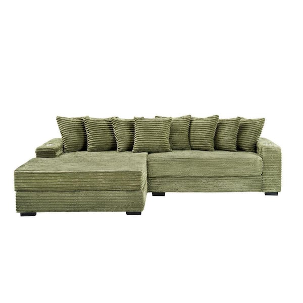 108.27 in. Round Arm 2-Piece L-Shaped Velvet Convertible Combination Sectional Sofa in Rose Red