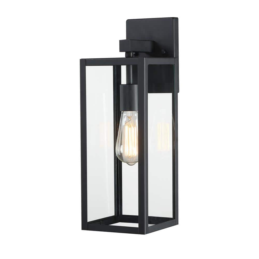 Hukoro 1-Light 17.25 in. H Matte Black Finish Hardwired Outdoor Wall  Lantern Sconce NF17711-BK - The Home Depot